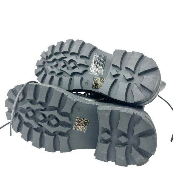 Missguided Combat Boots Size 6.5 Black Lace Up Side Zip Platform 2 in Heel NWOT - Picture 2 of 7